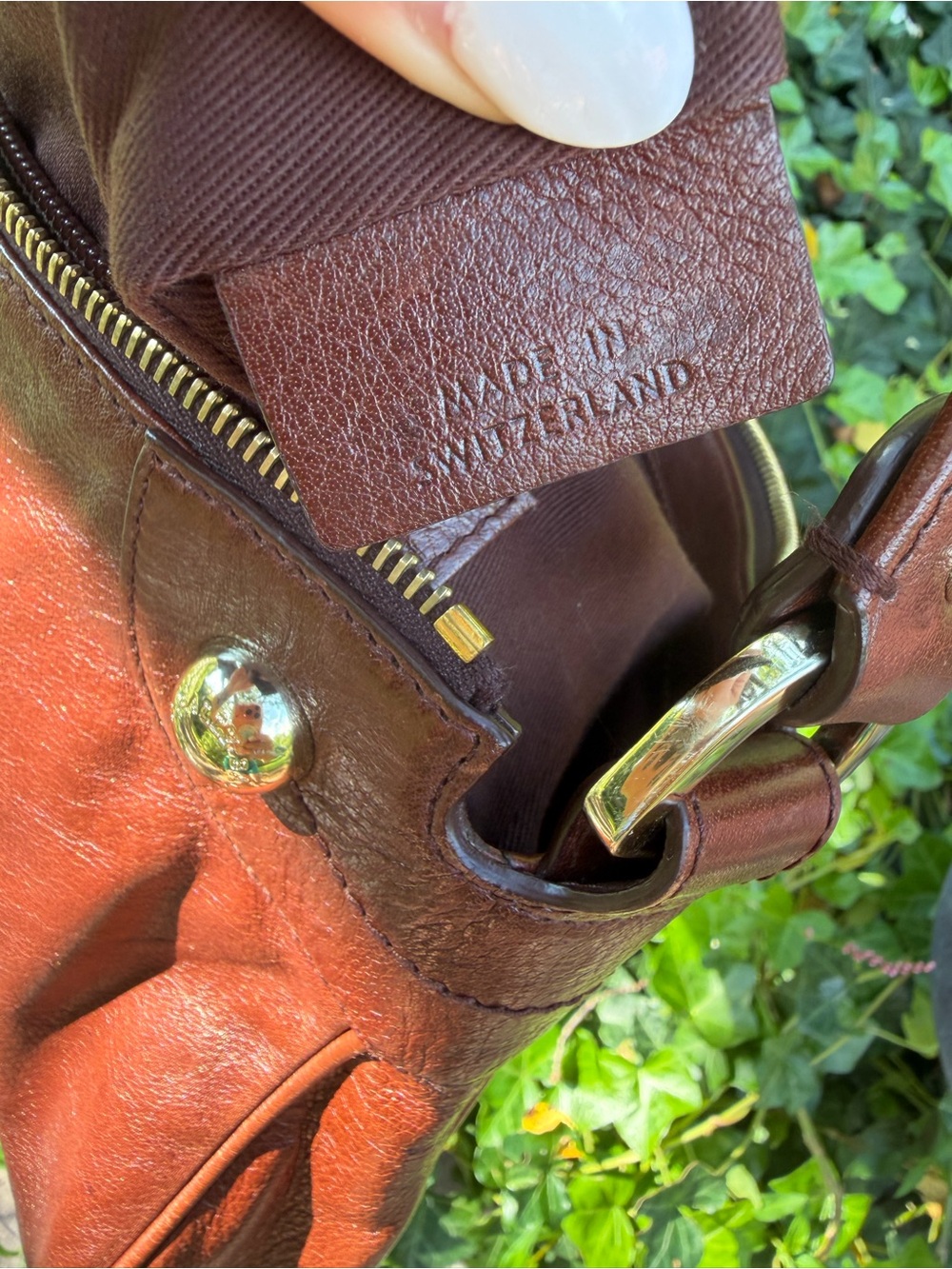 Bally VINTAGE Y2K Cognac Leather Shoulder Baguette Bag Pristine Gold Hardware - Picture 12 of 16